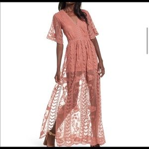 Socialite Lace Overlay Romper Maxi